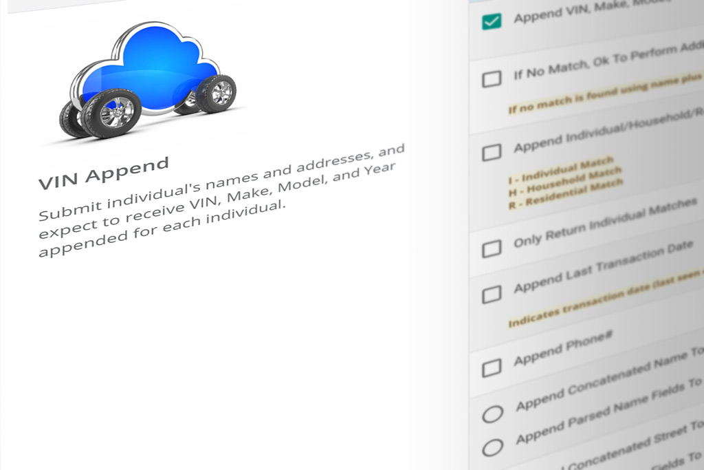DIY Portal VIN append services
