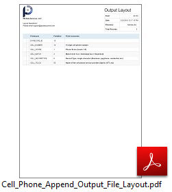 Cell Phone Append Output Layout File Sample