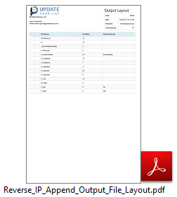 Reverse IP Append Output Layout File